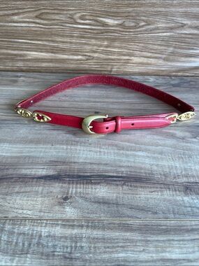 Pre-owned Brighton Belt Red With Gold Filigree hardware size L 41612